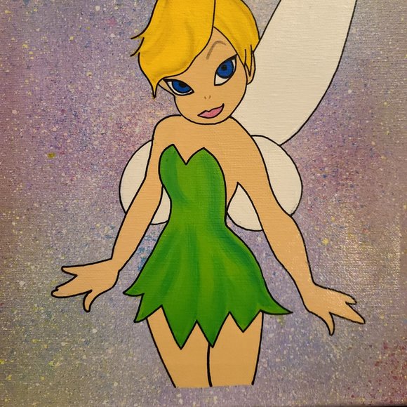 Hand painted Tinkerbell on canvas - Picture 7 of 9